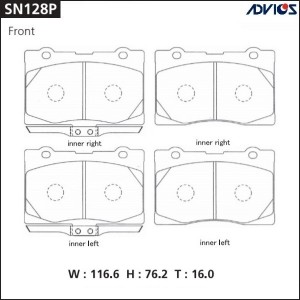 Колодки тормозные дисковые, комплект SN128P ADVICS
