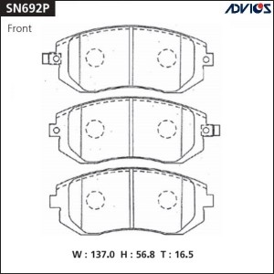 Колодки тормозные дисковые передние SN692P ADVICS