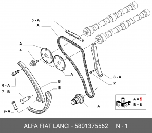 Цепь ГРМ - газораспределительного механизма (комплект) 5801375562 ALFA FIAT LANCIA